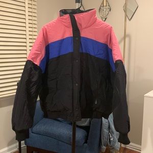AMERICAN EAGLE PINK, BLUE, AND BLACK WINTER JACKET